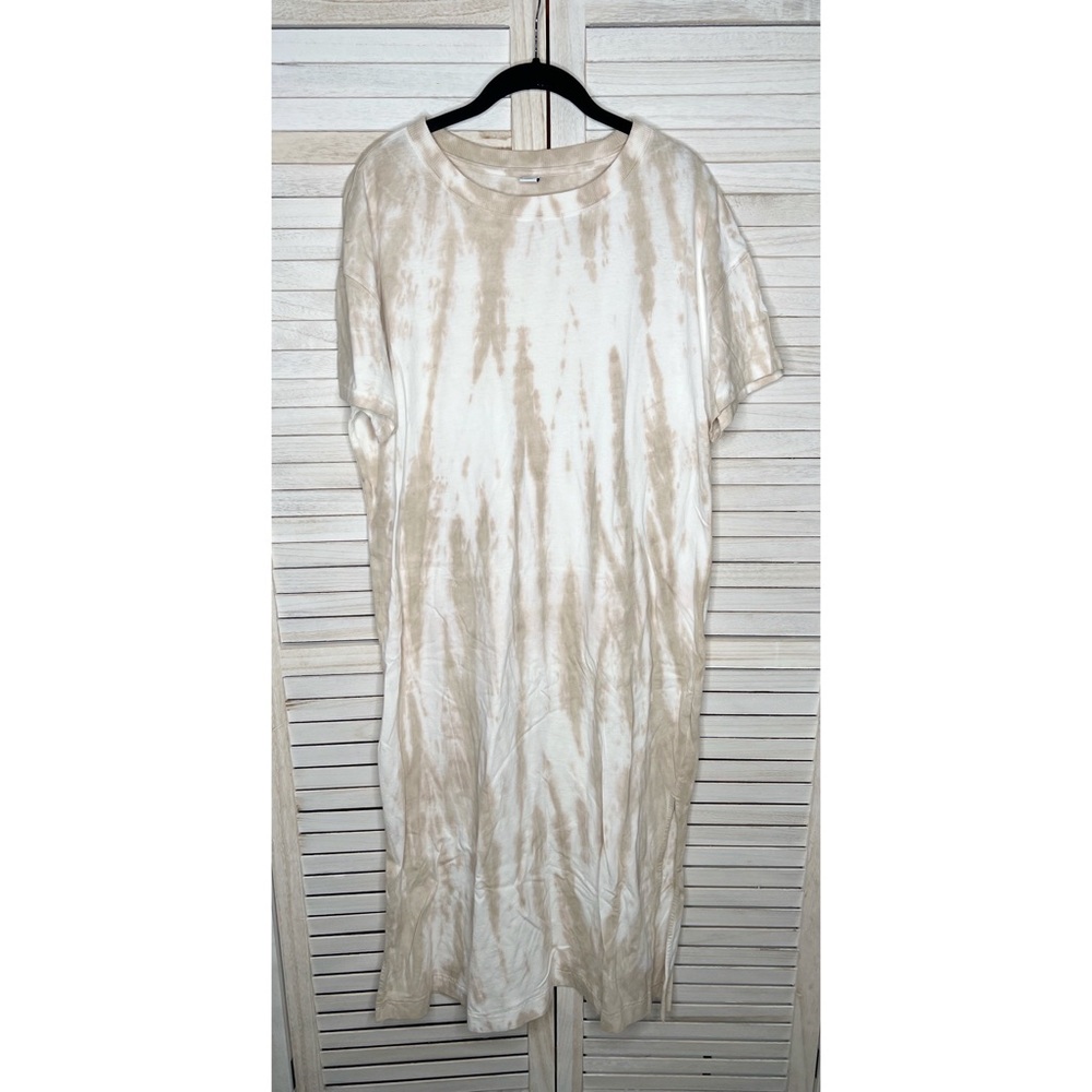 Old Navy Beige and White Tie-Dye Midi Dress
